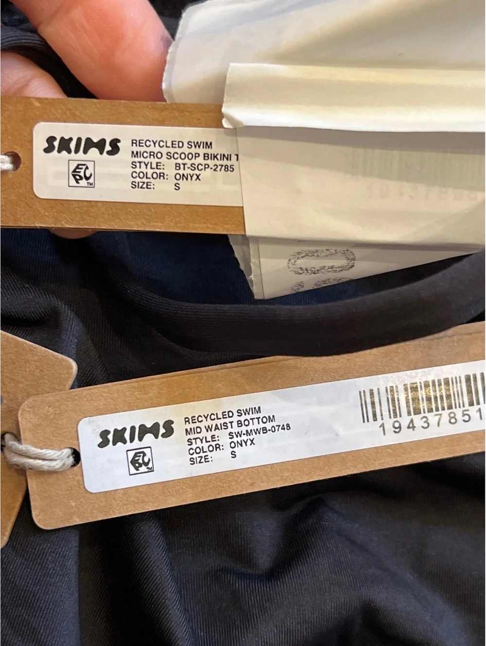 SKIMS Swim Micro Scoop Bikini Top & Signature Swim Mid Waist Bottom ONYX-SET